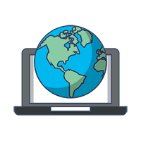 Laptop and Globe image, Send money internationally using Xompare.